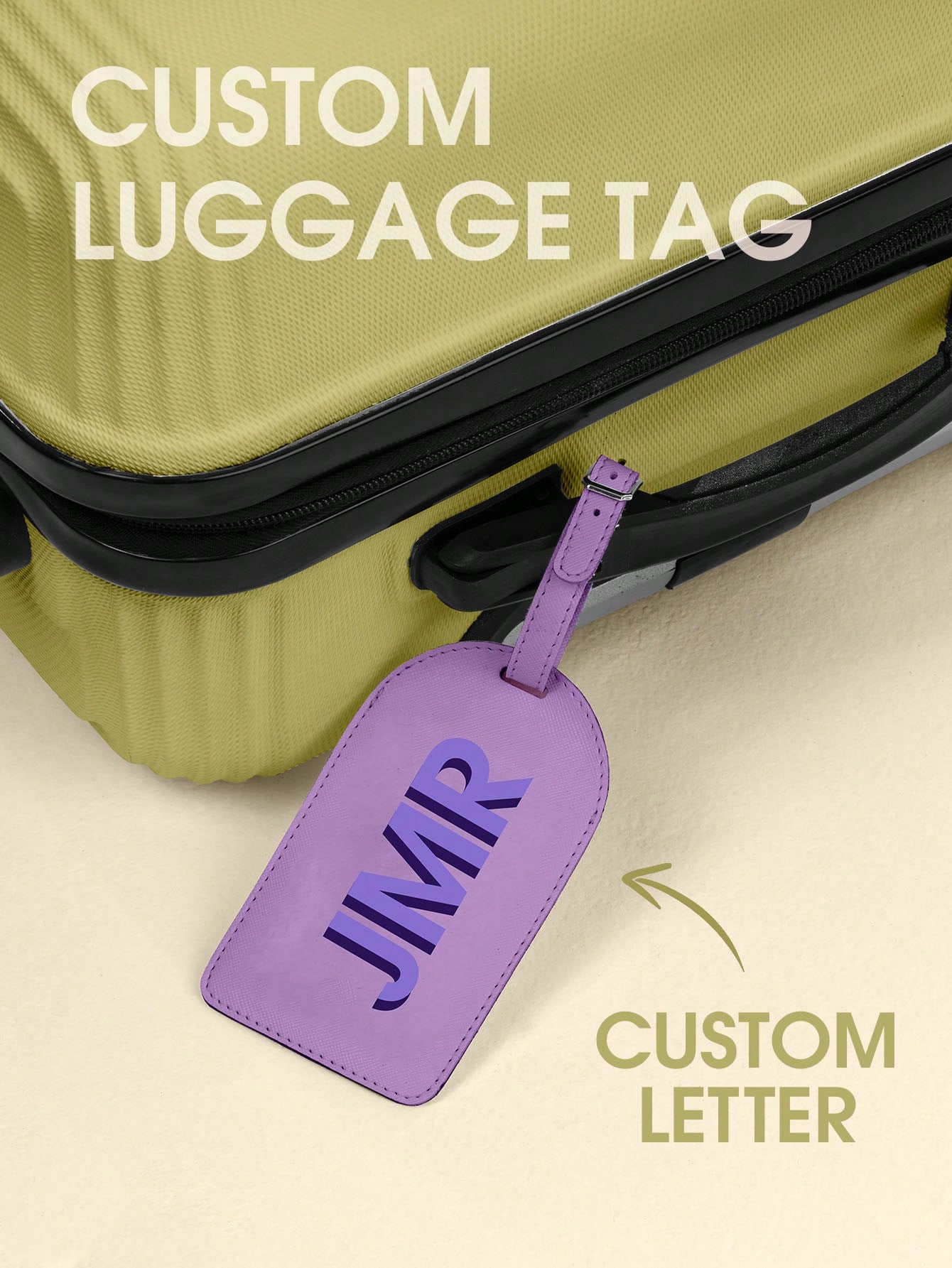 It Travel Accessories - ป้ายติดกระเป๋าเดินทางแบบกำหนดเองได้ พิมพ์อักษรย่อ ป้ายหนัง PU ป้ายติดกระเป๋าเดินทาง พิมพ์