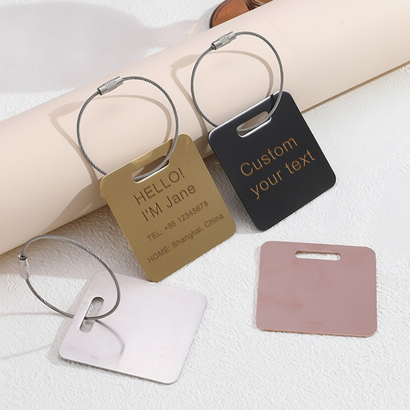 It Travel Accessories - ป้ายชื่อกระเป๋าเดินทางแบบกำหนดเอง ป้ายสลักเลเซอร์ ป้ายกันหาย อุปกรณ์เสริมสำหรับการเดินทาง สแตนเลสสตีล ป้ายติดกระเป๋าเดินทางแบบส่วนตัว
