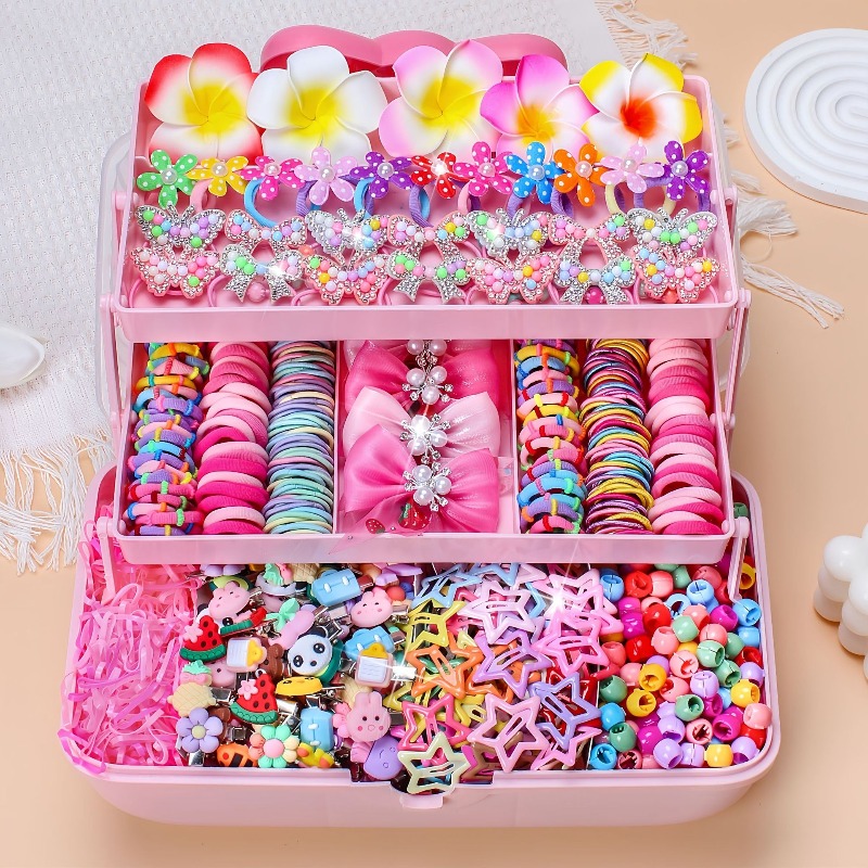 Travel Accessories Gear - ชุดอุปกรณ์เสริมผมแบบยืดหยุ่นสูง 546 ชิ้น ไม่ทำร้ายเส้นผม หลากสีสัน ยางรัดผม