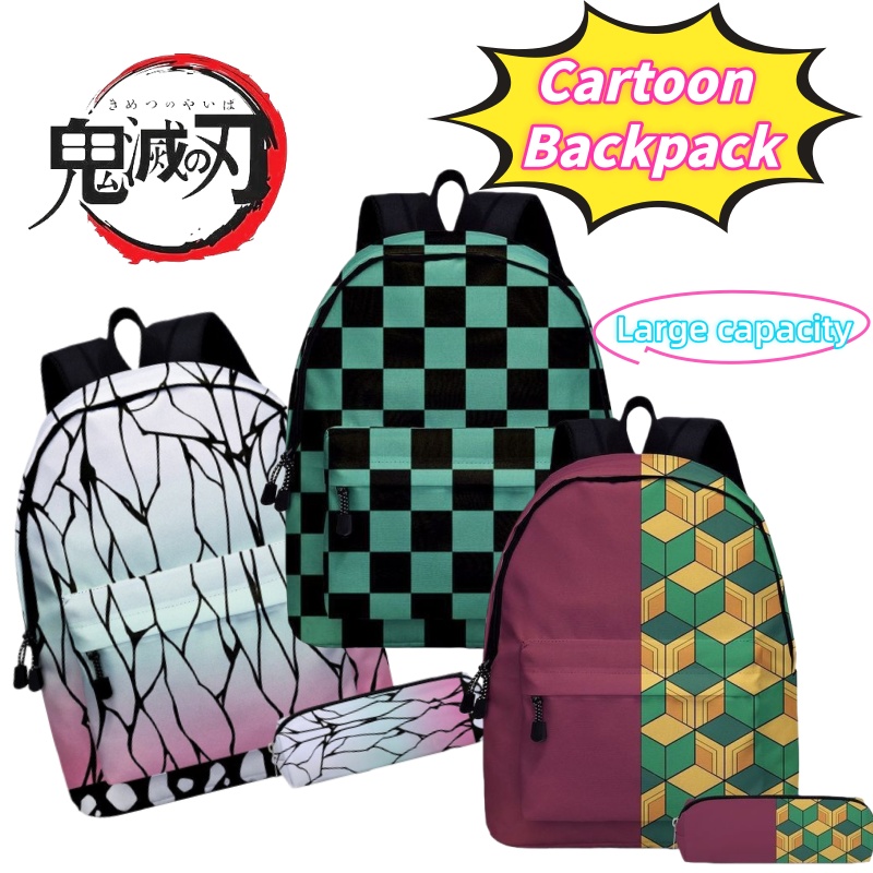It Travel Accessories - กระเป๋าเป้สะพายหลังนักเรียนน้ำหนักเบา ลายดาบพิฆาตอสูร โคโจ ชิโนบุ คามาโดะ ทันจิโร่