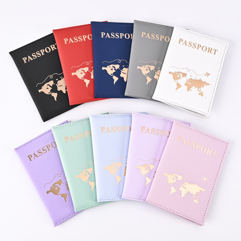 Travel Accessories Wallet - แฟชั่นหนังสือเดินทางป้องกัน World รูปแบบผู้ถือหนังสือเดินทางท่องเที่ยวกระเป๋าสตางค์ของขวัญ PU หนังการ์ด Unisex
