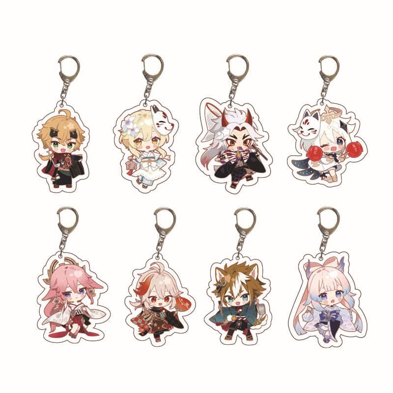 Travel Accessories To Gift - พวงกุญแจอะคริลิค Genshin Impact ตัวละคร Venti Paimon