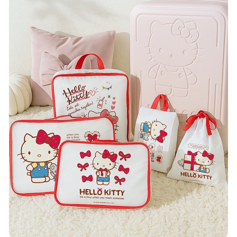 Travel Accessories Gift Set - กระเป๋าเก็บของเฮลโล คิตตี้ กระเป๋าใส่สัมภาระลายการ์ตูนน่ารัก กระเป๋าเดินทางอเนกประสงค์ สำหรับเด็กผู้หญิง อุปกรณ์เสริม