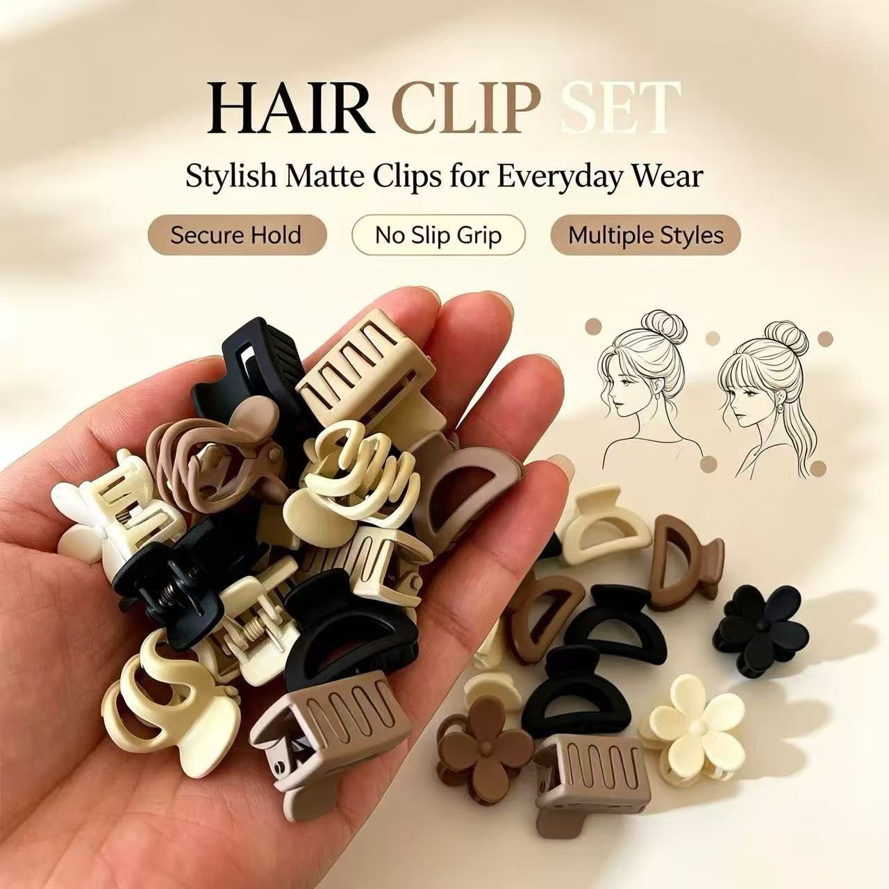Travel Accessories To Gift - 10/20/30 ชิ้น คลิปหนีบผมสีเบจแบบคละสี ขนาดเล็ก อุปกรณ์เสริมสำหรับสาวน่ารัก -