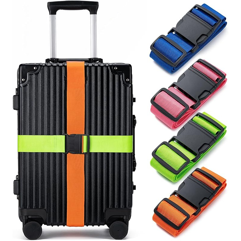 Travel Accessories Gear - ชุดสายรัดกระเป๋าเดินทาง 4 ชิ้น, สายรัดยึดกระเป๋าเดินทาง, สายรัดกระเป๋าเดินทาง, ใช้สำหรับปิดผนึกและระบุกระเป๋าเดินทางได้อย่างสะดวก